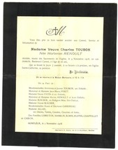 1918 vintage French funeral invitation Toubon Honfleur ephemera antique - £11.15 GBP