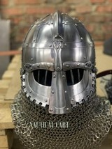 Medieval Steel Viking Vendel Helmet With Chainmail, SCA/ LARP Helmet - £127.89 GBP