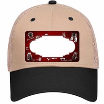 Red White Owl Scallop Oil Rubbed Novelty Khaki Mesh License Plate Hat - £22.67 GBP