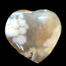Heart Polished Small Coral Flower Agate  HR31 - £9.31 GBP