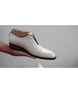 White Oxford Black Sole Cap Toe Genuine Leather Classical Handmade Men S... - $149.99+