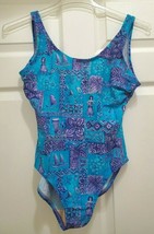 Islander Women’s Size 10 One Piece Swimsuit Blue Hawaiian No Padding or ... - $21.80