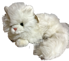 VTG Russ Caress Soft Pets Plush White Fluffy Persian Kitty Cat Green Eye... - $23.36
