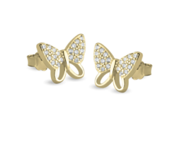 Butterfly Cubic Zirconia Stud Earrings: Sterling Silver, 24K Gold, Rose Gold - £95.89 GBP