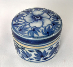 Trinket Box - Blue &amp; White Floral Porcelain - Delft - $5.00