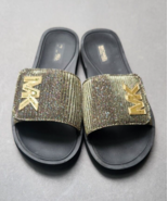 Michael Kors Shoes Womens Size 9 Glitter Chain Mesh MK Logo Pool Slides ... - £31.36 GBP