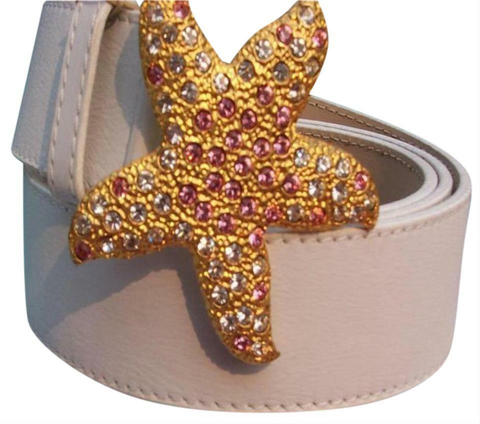 Donald Pliner Rhinestone Leather Metal Star Belt New S/M/L/XL ADJUSTABLE $195