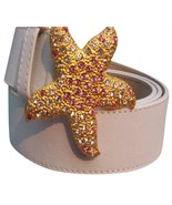 Donald Pliner Rhinestone Leather Metal Star Belt New S/M/L/XL ADJUSTABLE... - $68.25