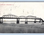 High Bridge Sopra Mississippi Fiume Muscatine Iowa Ia 1910 DB Cartolina P7 - $12.45