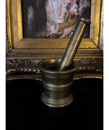 Antique Heavy Brass Mortar and Pestle 19th Century - $116.62