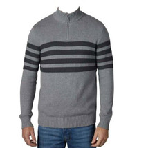 Tahari Mens Quarter Zip Pullover Striped Mock Neck Sweater,Grey Heather,... - $49.99