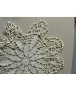 Vintage Doily 13&quot; handmade crochet knit knitted beige kitsch home hand made - £7.06 GBP