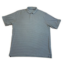 Peter Millar Golf Polo Shirt Light Blue Stripes Stretchy Moisture Wickin... - $16.45