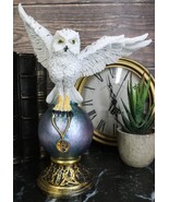 Gothic Snowy Owl Talisman Pentagram Pendant Perching On Gazing Ball Orb ... - $38.26 CAD