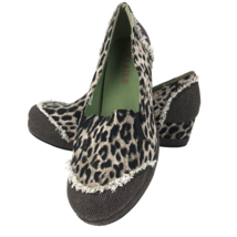 Volatile Leopard Platform Wedge Round Toe Fringe Distress Shoes Brown Be... - £23.58 GBP