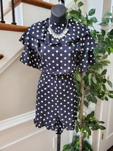 Boohoo Women&#39;s Blue 100% Polyester Half Sleeve Casual Ruffle Polka Dot R... - £21.90 GBP