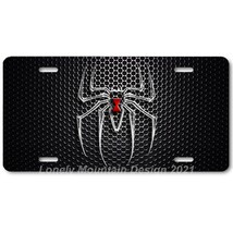Bony Black Widow Spider Art on Mesh FLAT Aluminum Novelty Auto License T... - £12.70 GBP