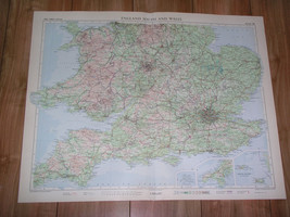 1955 Vintage Map Of Southern England London / Wales / Scale 1:850,000 - £21.37 GBP