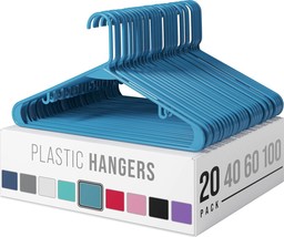 Clothes Hangers Plastic 20 Pack - Blue Plastic Hangers - The - £20.63 GBP