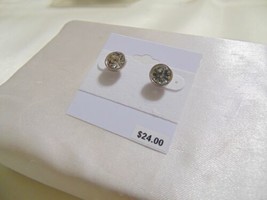 Department Store 3/8&quot; Silver Tone Cubic Zirconia Stud Earrings N983 $24 - £6.89 GBP