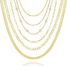 6PCS Gold Layered Chain Necklace - £20.12 GBP
