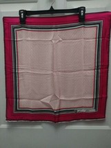 Vintage Anne Klein silk Square scarf 21 X 21 1970&#39;s Fuchsia, hand rolled... - $19.80