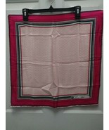 Vintage Anne Klein silk Square scarf 21 X 21 1970&#39;s Fuchsia, hand rolled... - £15.57 GBP