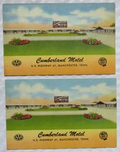 (2) Vintage CUMBERLAND MOTEL, TENNESSEE Linen Postcards - Curteich UNPOSTED - £7.16 GBP