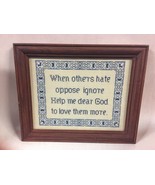 Framed LOVE NOT HATE hand embroidered message - £20.96 GBP
