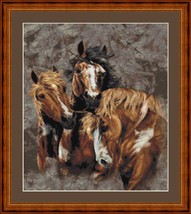 THREE HORSES -  pdf cross stitch chart Original Artwork © Steven Michael Gardner - £9.45 GBP