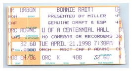 Bonnie Raitt Konzert Ticket Stumpf April 21 1998 Tucson Arizona - £35.93 GBP
