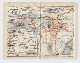 1926 ORIGINAL VINTAGE CITY MAP OF LOURDES / MIDI-PYRENEES / FRANCE - $25.01