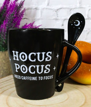 Witchcraft Wicca Hocus Pocus Crescent Moon Stars Coffee Mug And Spoon Set - £16.07 GBP