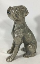 Silver Tone Metal Boxer Dog Figure, Metallic Shiny Table Art Decor INDIA - $24.75