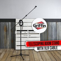 Microphone Stand with Telescoping Boom, XLR Cable and Mic Clip Package by GRIFFI - £25.98 GBP