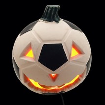 Vintage Y2K Halloween Soccer Ball Pumpkin Jack O Lantern Light Decor - £18.94 GBP