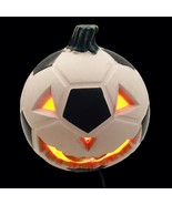 Vintage Y2K Halloween Soccer Ball Pumpkin Jack O Lantern Light Decor - £18.59 GBP