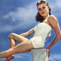 Beach Girl 1950s Vintage Postcard Summer Fashion One Piece Bathing Suit - £7.82 GBP