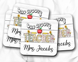 Custom Teacher Coasters, One Groovy Teacher, Personalized Teacher Gift, Teacher  - £4.00 GBP