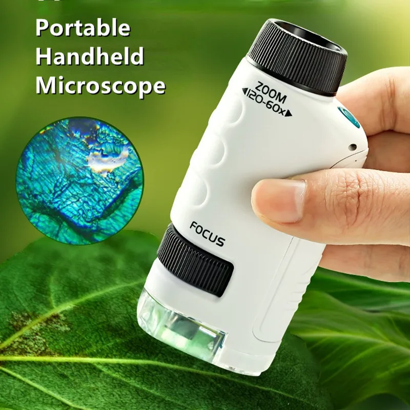 Pocket Microscope Kids Science Toy Kit 60-120x Educational Mini Handheld - £10.83 GBP+