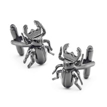 BEETLE CUFFLINKS Black Stag Staghorn Insect Bug Groom Wedding NEW with G... - $11.95