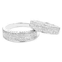 0.62CT Round Cut Moissanite Matching His And Hers Wedding Band Set Silver Xmas - $105.64