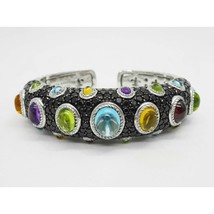 Judith Ripka Multi Gem Cuff Bracelet Sterling Silver - £519.51 GBP