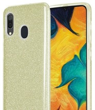 For Samsung Galaxy A20 A30 A50 - Hard Rubber Case Cover GOLD Shiny Glitter Sheet - £11.18 GBP