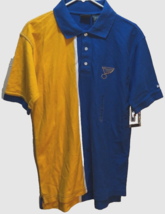 St. Louis Blues NHL Vintage 90s Two-tone Blue Gold Logo Polo Shirt M New Tag - $27.46