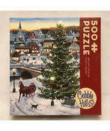 Cobble Hill Christmas puzzle Village Tree 500 pc snow sleigh winter holiday - £3.93 GBP
