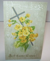 Easter Wishes Postcard Vintage Salesman Sample Whitten &amp; Dennison 1908 Flowers - $14.25