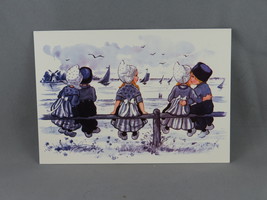 Vintage Postcard - Delft Blue Dutch Children 1 Lonely Girl - Kruger - £11.80 GBP