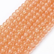 100 Crackle Glass Beads 4mm Salmon Pink Veined Bulk Jewelry Supplies Mix Unique - £4.78 GBP