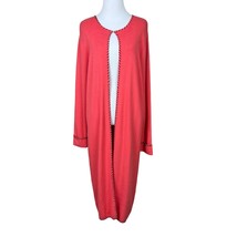 Sans Pareille Duster Sweater Womens Medium Coral Knit Long Sleeve Cardigan - £27.52 GBP